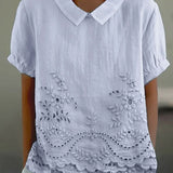Lily Embroidered Cotton-Linen Blouse
