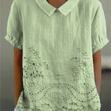 Lily Embroidered Cotton-Linen Blouse