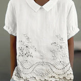 Lily Embroidered Cotton-Linen Blouse