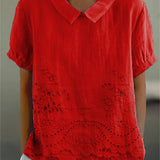 Lily Embroidered Cotton-Linen Blouse