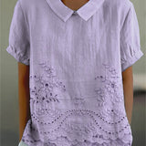 Lily Embroidered Cotton-Linen Blouse