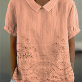 Lily Embroidered Cotton-Linen Blouse