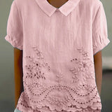 Lily Embroidered Cotton-Linen Blouse